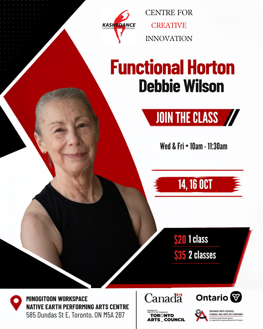 KasheDance Functional Horton poster with Debbie Wilson; see details for a schedule update.